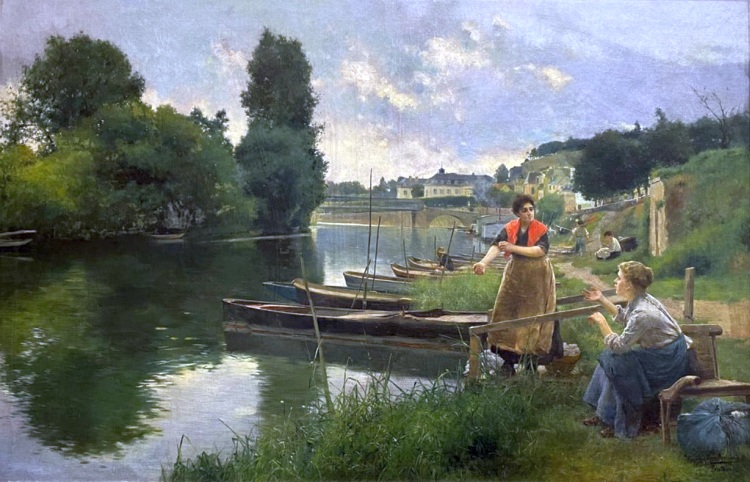 Lavandires bord Oise Pontoise, le coteau de l'Ermitage par Luis Jim&eacute;nez y Aranda